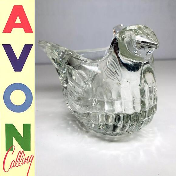 Vintage AVON Candle Holder DOVE FLIGHT Clear GLASS BIRD Votive NO CHIPS/CRACKS - Picture 1 of 10